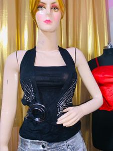 Stylish Black Halter Top