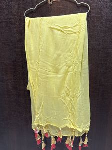 Yellow Dupatta with Tassels