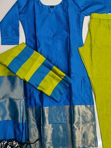 Elegant Blue Kurta Set with Dhupata 💫