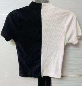 Two-Tone Zip-Up Ribbed Top