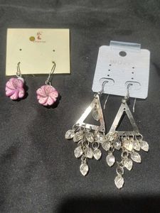 Earring Bundle: Flower Studs & Triangle Dangles