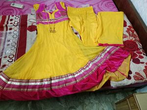 3pcs Long Netted Anarkali