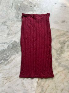 SHEIN Maroon Ribbed Skirt