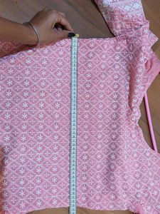 Women&#39;s Pink Colour Chickenkari Kurti🥰♥️😍