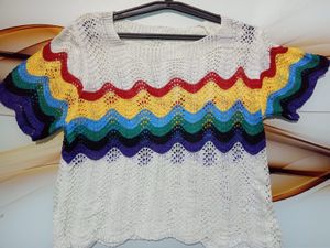 Rainbow Crochet Knit Top