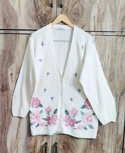 Offwhite Embroidery Work Cardigan Size-42