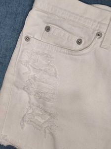 London Jean White Distressed Shorts