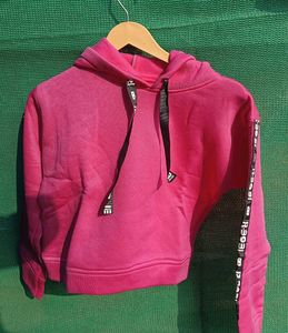 Pink Hoodie with Sleeve Detail ( free size upto M)