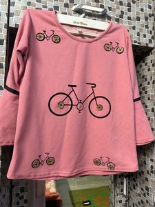 Pink Top With 3D Buttons And Umbrella Sleeves