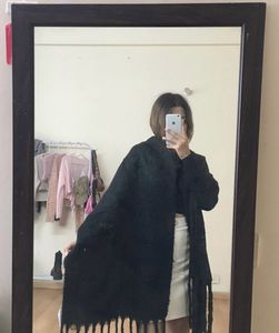 Cozy Black Scarf with Fringe
