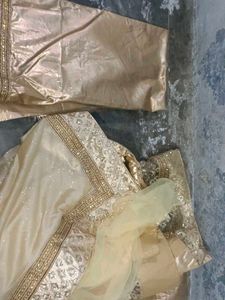 Cream Colour Half N Haf Saree..