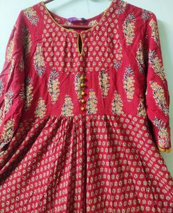 Vibrant Red Anarkali Kurta