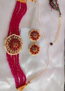 Margenta Colour Beads Jewellery Set