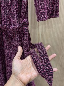 Purple Midi Dress with Belt