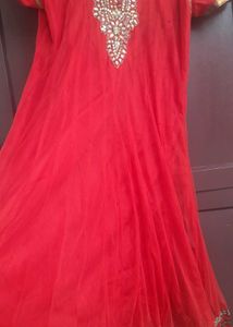 Red Net Anarkali Kurthi