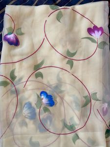 Floral Print Yellow Saree