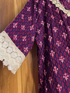Purple Print Dress with Lace