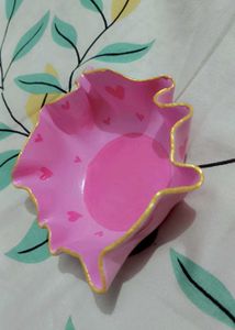 Handmade Pink Heart Trinket Dish Bowl