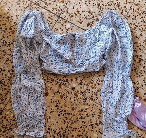 Floral Long Sleeve Crop Top