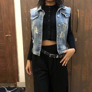 Distressed Denim Vest