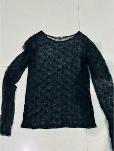 Zara Black Mesh Star Top