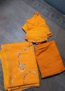 Sequence Saree .with Peticoat And Blouse
