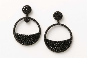 Sparkly Black Circle Drop Earrings