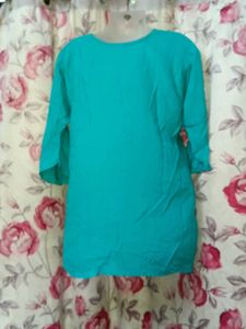 Embroidered Teal Top