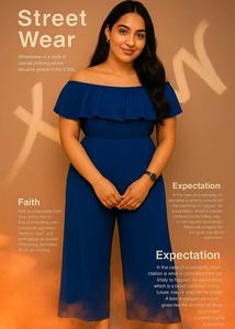 Blue Off-Shoulder Ruffle Jumpsuit