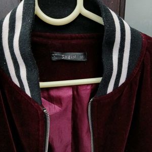 Classic Burgundy Velvet Bomber Jacket