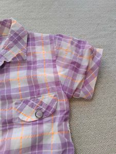 Purple Plaid Short Sleeve Top