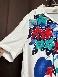 Oversized White Printed Shirt