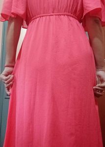 Coral Cold Shoulder Dress