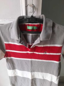 Striped Benetion T-Shirt and dark grey trouser