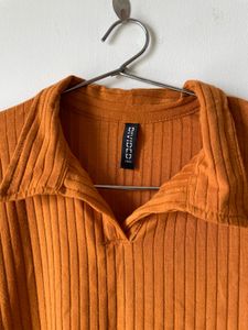 mustard brown top