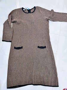 Houndstooth Knit Mini Dress