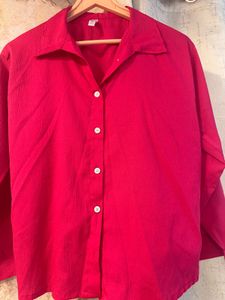 Rose Pink Button-Up Shirt, Bust-32 Strechable