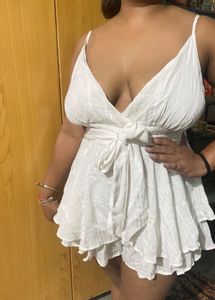 White Ruffle Romper