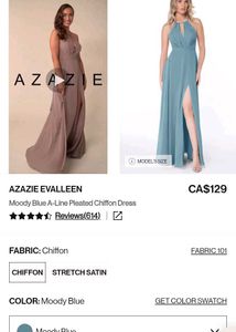 Elegant Dusty Blue Halter Azazie Dress (A8)