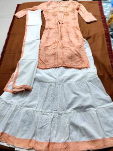 Peach Embroidered Kurta Set