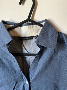 Blue collared short-sleeve shirt for ladies 😇😍