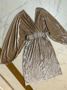 Elegant Golden Velvet Dress