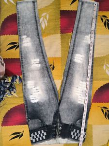 Ripped Gray Wash High-Waisted Jeans