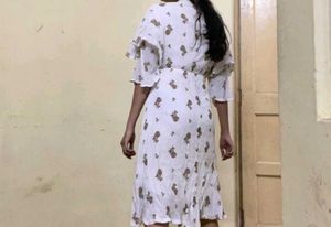 Women Midi White Dress Party Wear