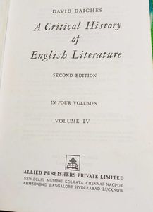 Rare Book: A critical History Of English Literatur