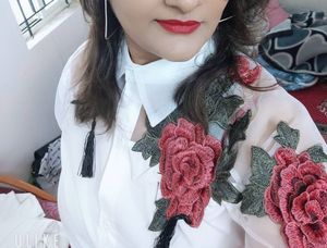 URBANIC White Shirt Top with Red Rose