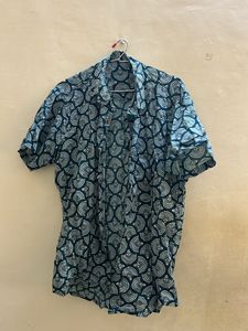 Rajasthani Print Sea Green Half Sleeve Shirt