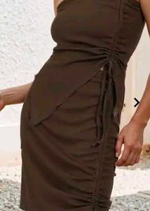 Shein Strapless Ruched Tie-Up Party Dress