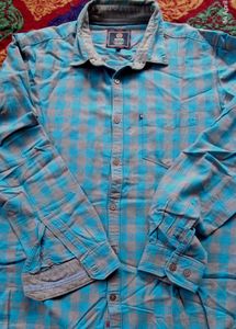 Men Blue Winter Wear Check Shirt Branded