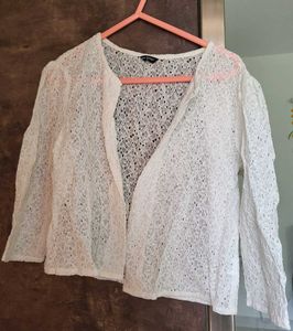 White Lace Cropped Cardigan